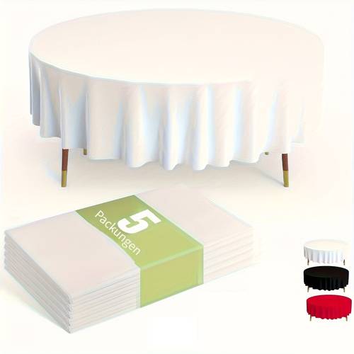 5pcs wedding decorations summer decoration decor for outside outdoor decor round disposable tablecloths white elastane for party and wedding tables indoor outdoor use dining table decor
