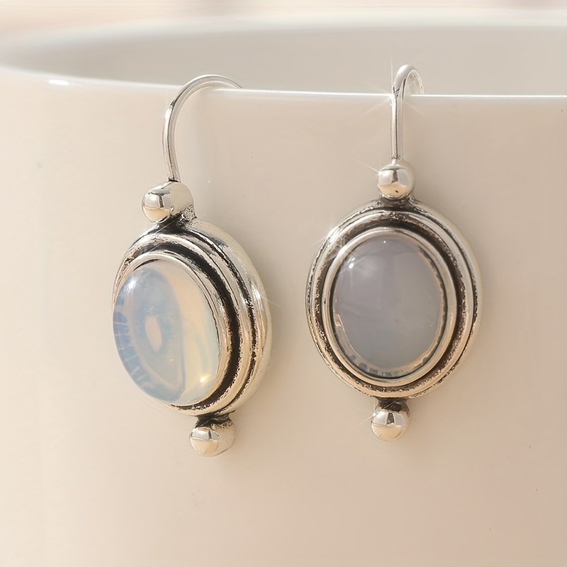Vintage Moonstone Long Drop Dangle Earrings, Wedding Gift