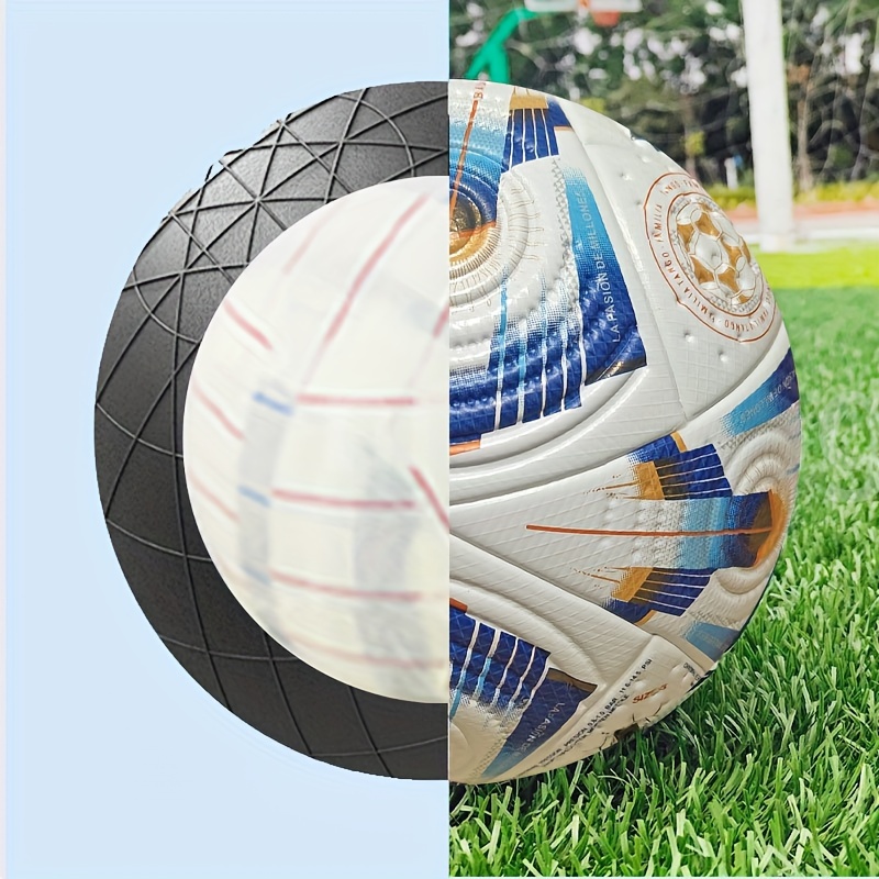 high quality size 5 soccer ball durable   leather seamless heat bonding high   wear resistant anti slip   proof ideal for professional training competitive play for adults teens blue with   accents Product details 2