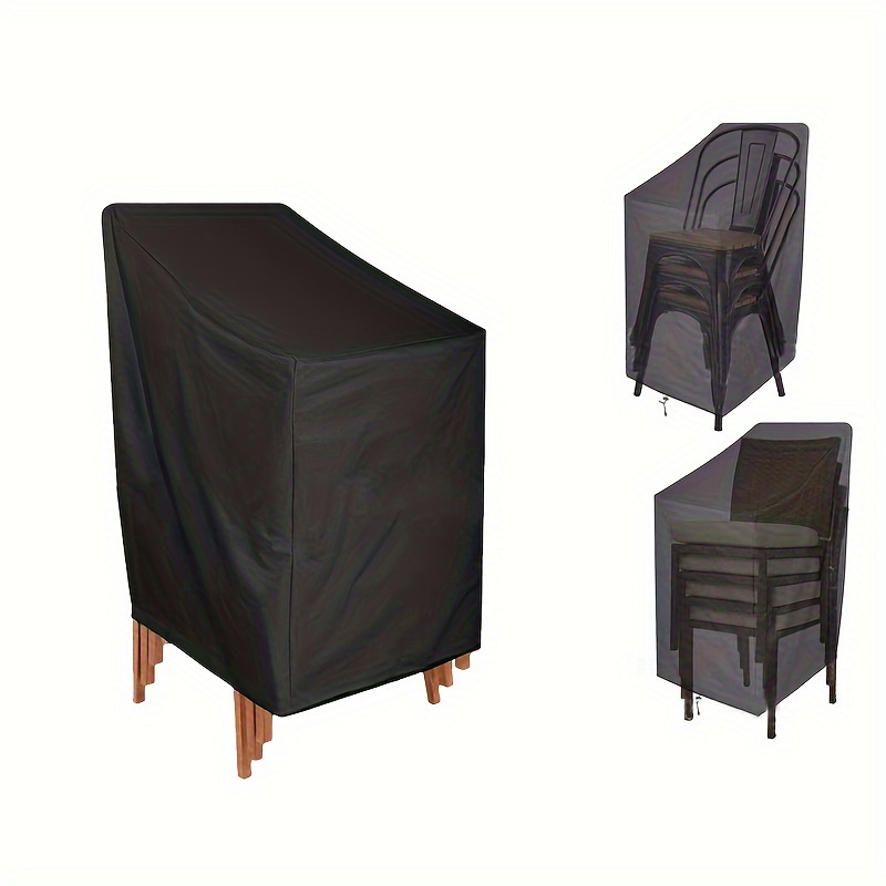 

Housses de chaise d'extérieur imperméables pour chaises empilables, matériau durable 240D, convient aux chaises 4-6, noir - Protecteur de chaise uniquement (27x27x47 pouces)