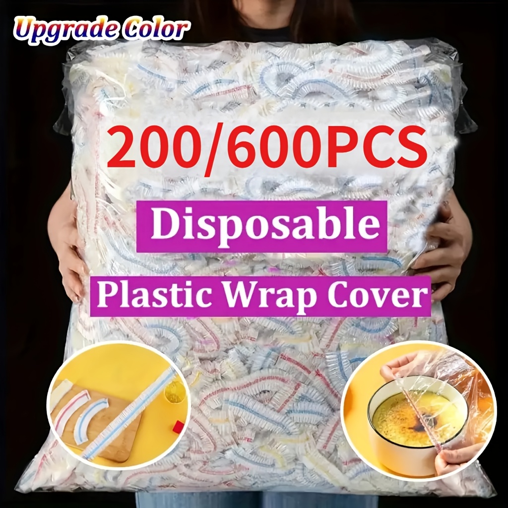 200 600pcs food grade plastic wrap covers for freshness 200pcs colorful disposable food covers fruit and vegetable   wrap for kitchen picnic bbq safe for food contact