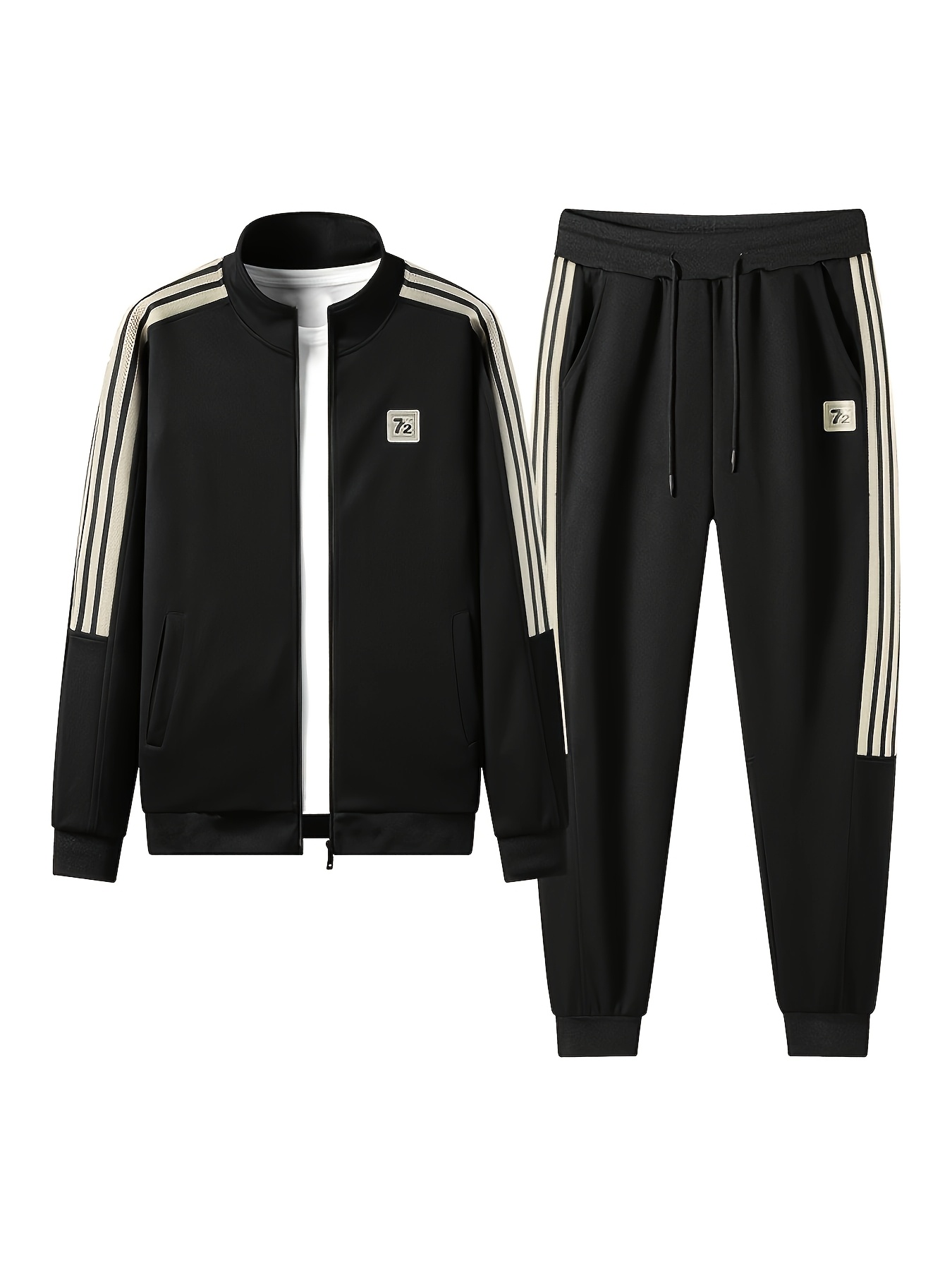 mens casual sports suit with a shirt and long pants black 0