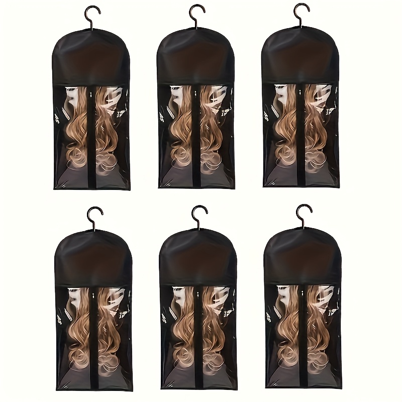E-shop 6er-Set Perückenaufbewahrungstaschen, Geeignet für Mehrere Perückenstände mit Haarverlängerung inklusive 6 Aufbewahrungstaschen/60 cm + 6