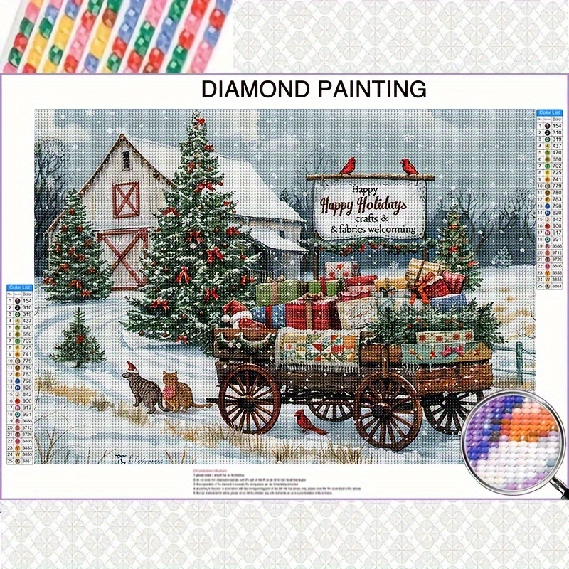 

Christmas Scenery 5d Diamond Painting Kit, Round Rhinestones, Diy Mosaic Wall Art, 15.7x19.7 Inches - Beginners, Decor, Ideal Day, New Year, Easter Gift