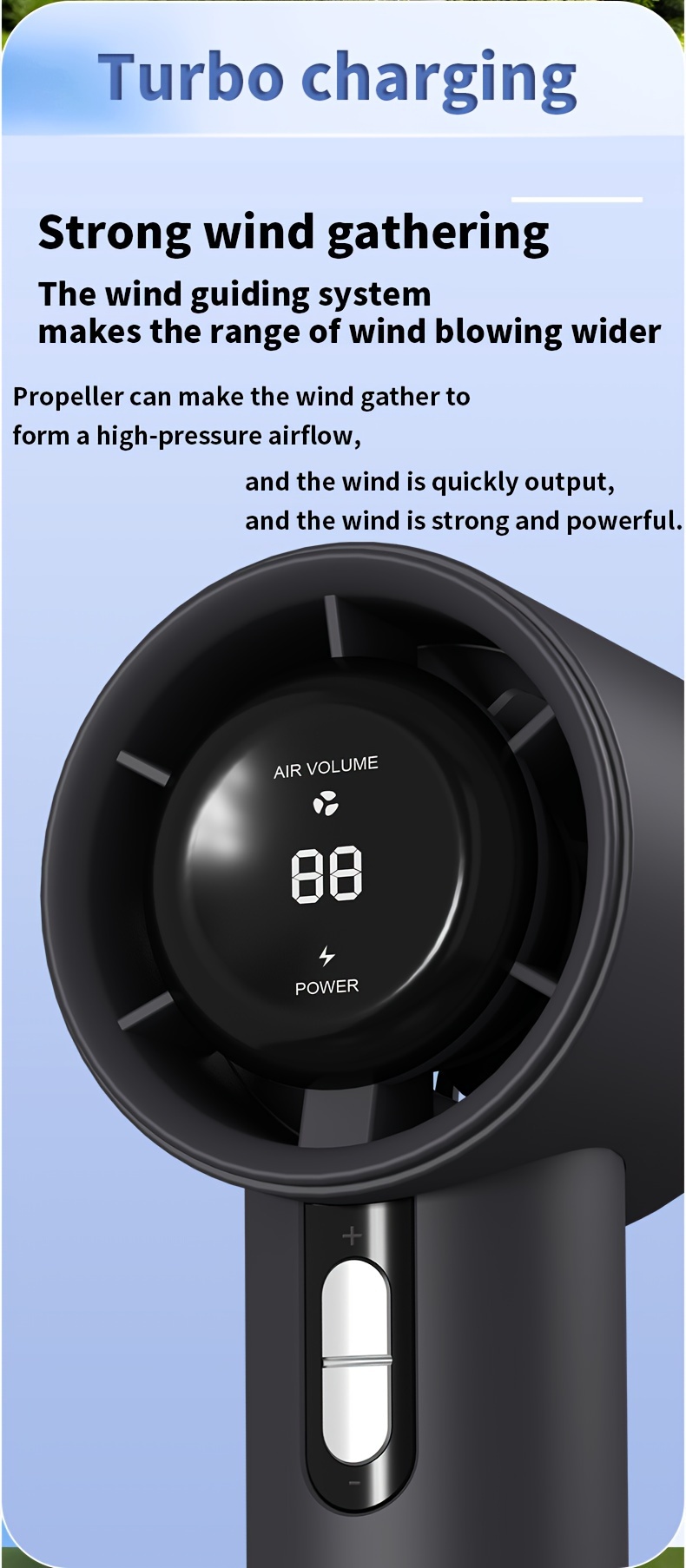 2024 High-Speed Portable Handheld Fan, Rechargeable with Infinite Variable Speeds, Personal Air Cooler, 100 Gears Endless Hurricane Technology, LED Digital Display, High-Tech Turbo Motor, Quick Cooling details 6