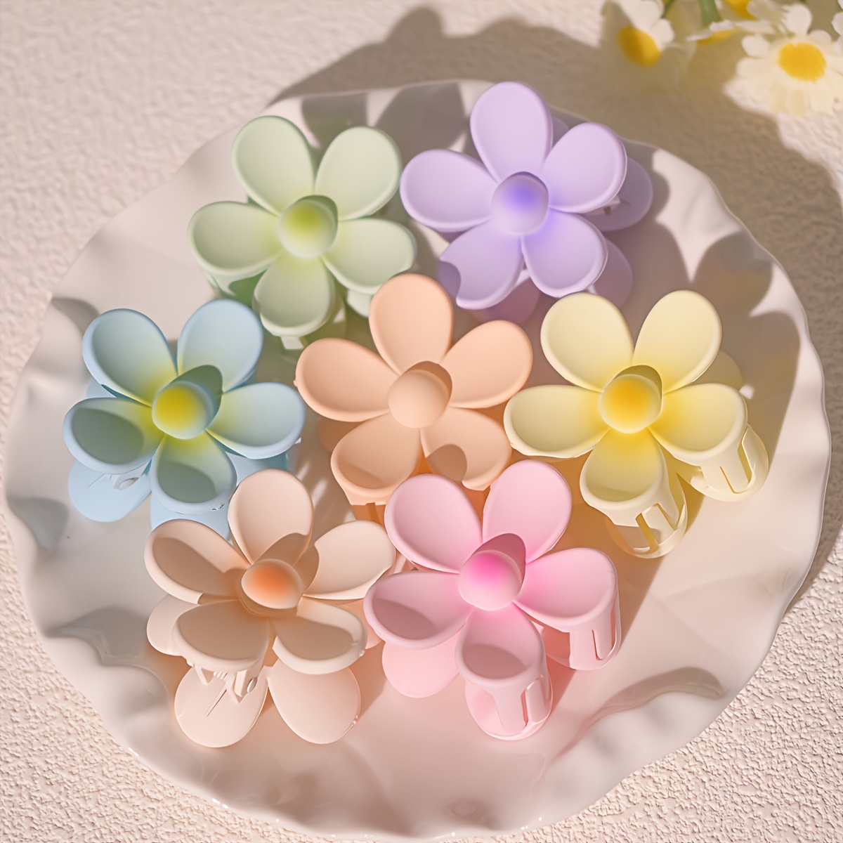 

7pcs Set Elegant Frosted Flower Hair Clips - , Five- Design For Stylish Updos & Ponytails