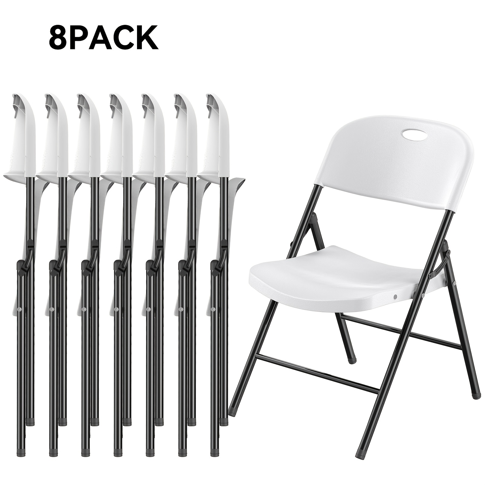 TEMU 4, 6, 8, 10 Pack Reinforced Steel Folding Chairs, Weight Limit 650 Lbs., Suitable For Indoor And Outdoor Events, Parties, Dinners