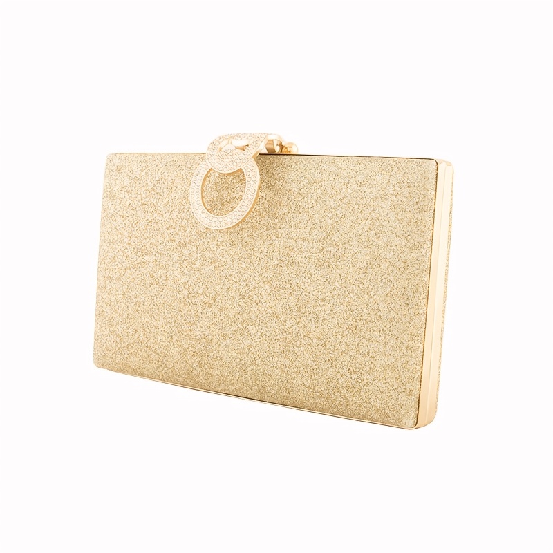 Mini Glitter Rhinestone Chain Link Hard Case Clutch Bag