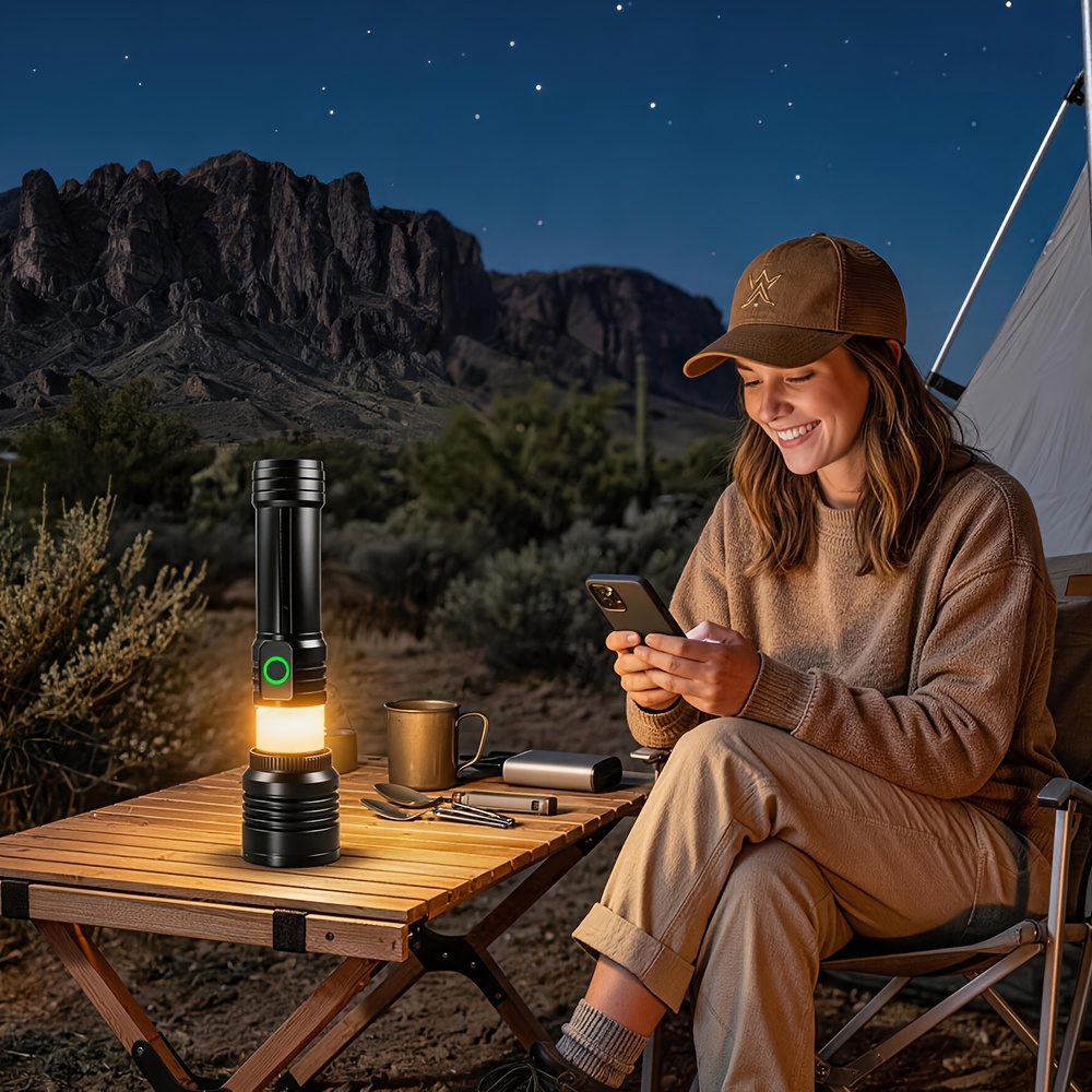 Multi-Functional Camping Flashlight with Fresnel Lens Ignition