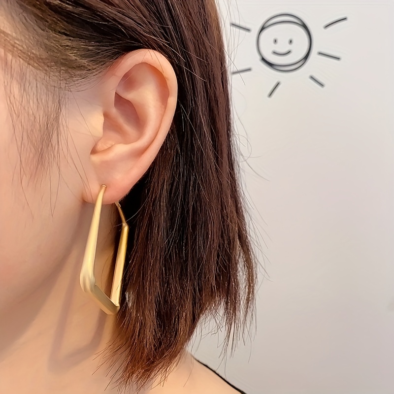 Hollow Square Stud Earrings Synthetic Stone 925 Sterling Silver Post