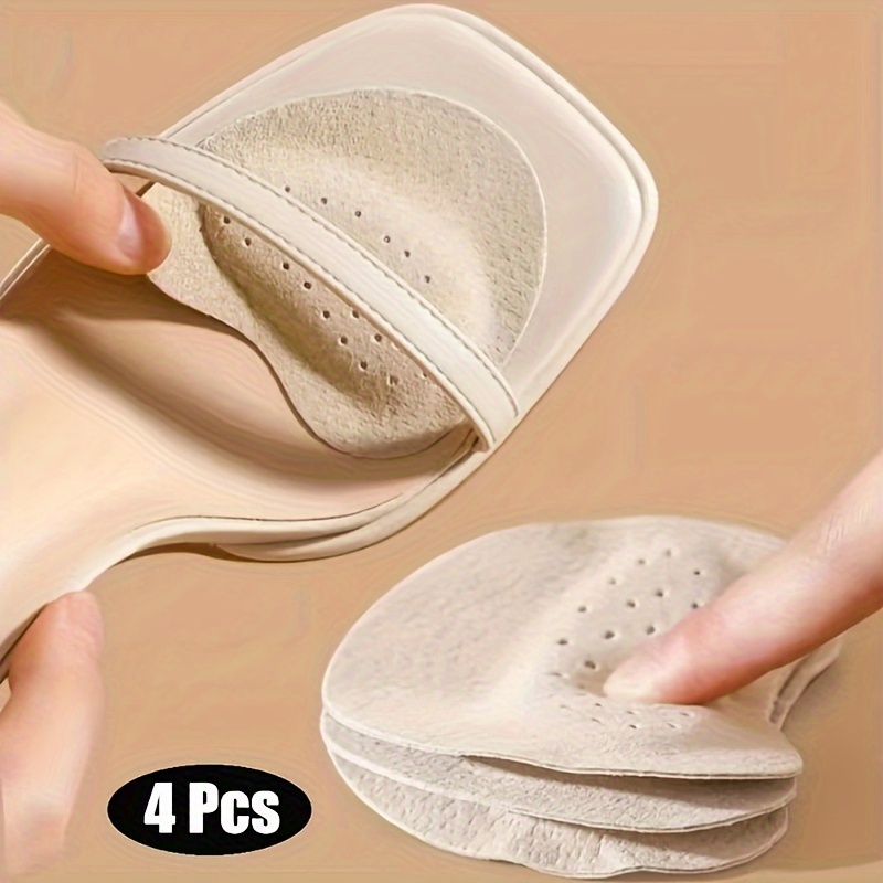 

4pcs Women's Forefoot Cushions For Sandals & High Heels - Anti-slip, Comfortable Suede Foot Care Pads With Self-adhesive, Breathable Design, Foot Pads