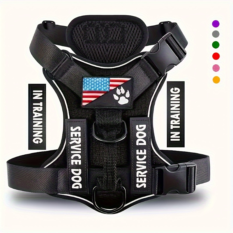 

Service Dog Harness, Reflective Dog Vest Harness With Patches, Adjustable Soft Oxford Pet Harness, Easy To Control For Small Medium Large Dogs