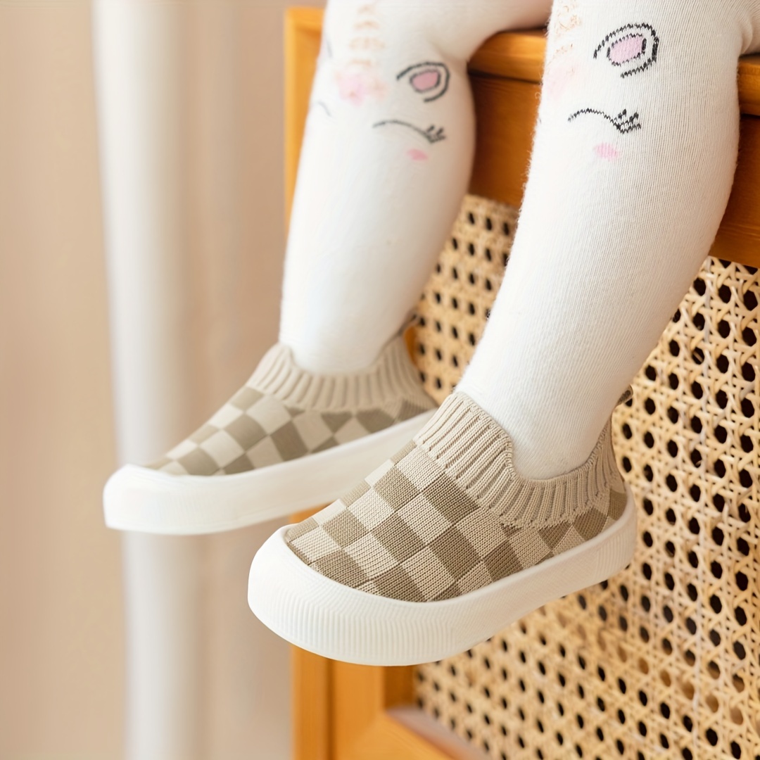 Casual Comfortable Plaid Slip On Woven Shoes For Baby Boys, Breathable Lightweight Walking Shoes For Indoor Outdoor