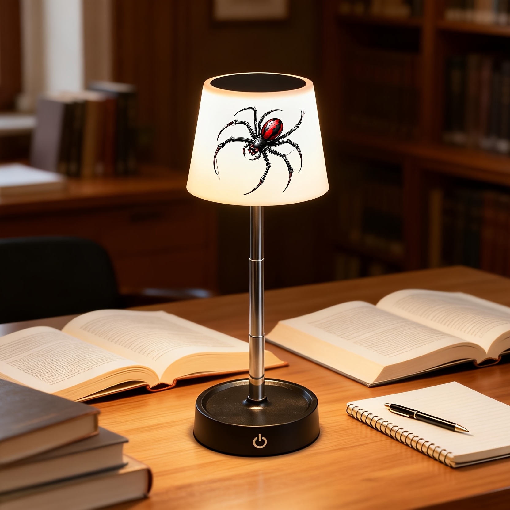 Cool Red Spider Pattern Desk Lamp, Adjustable Height