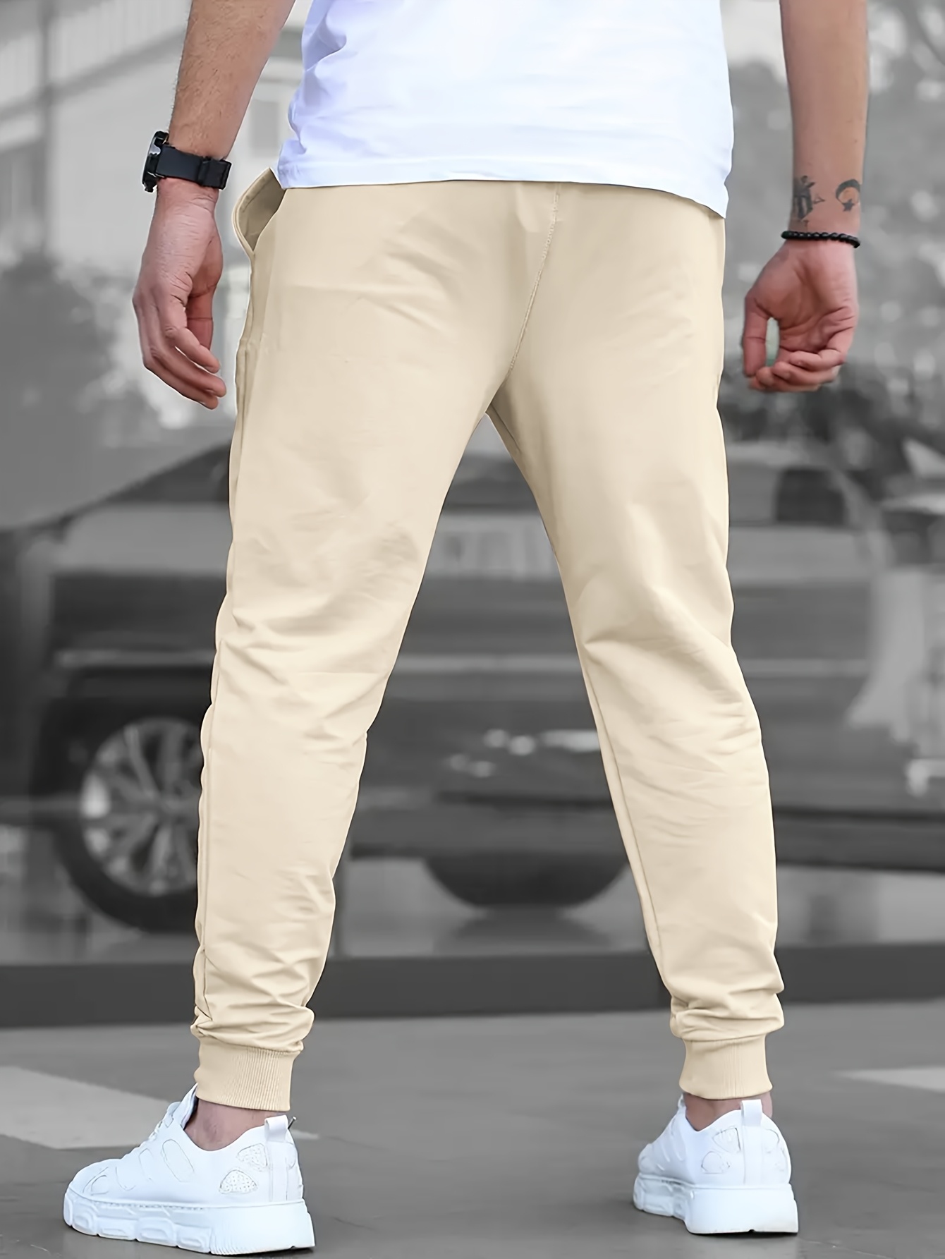 WT02 Men's Twill Jogger Pants, Light Khaki, Small : Amazon