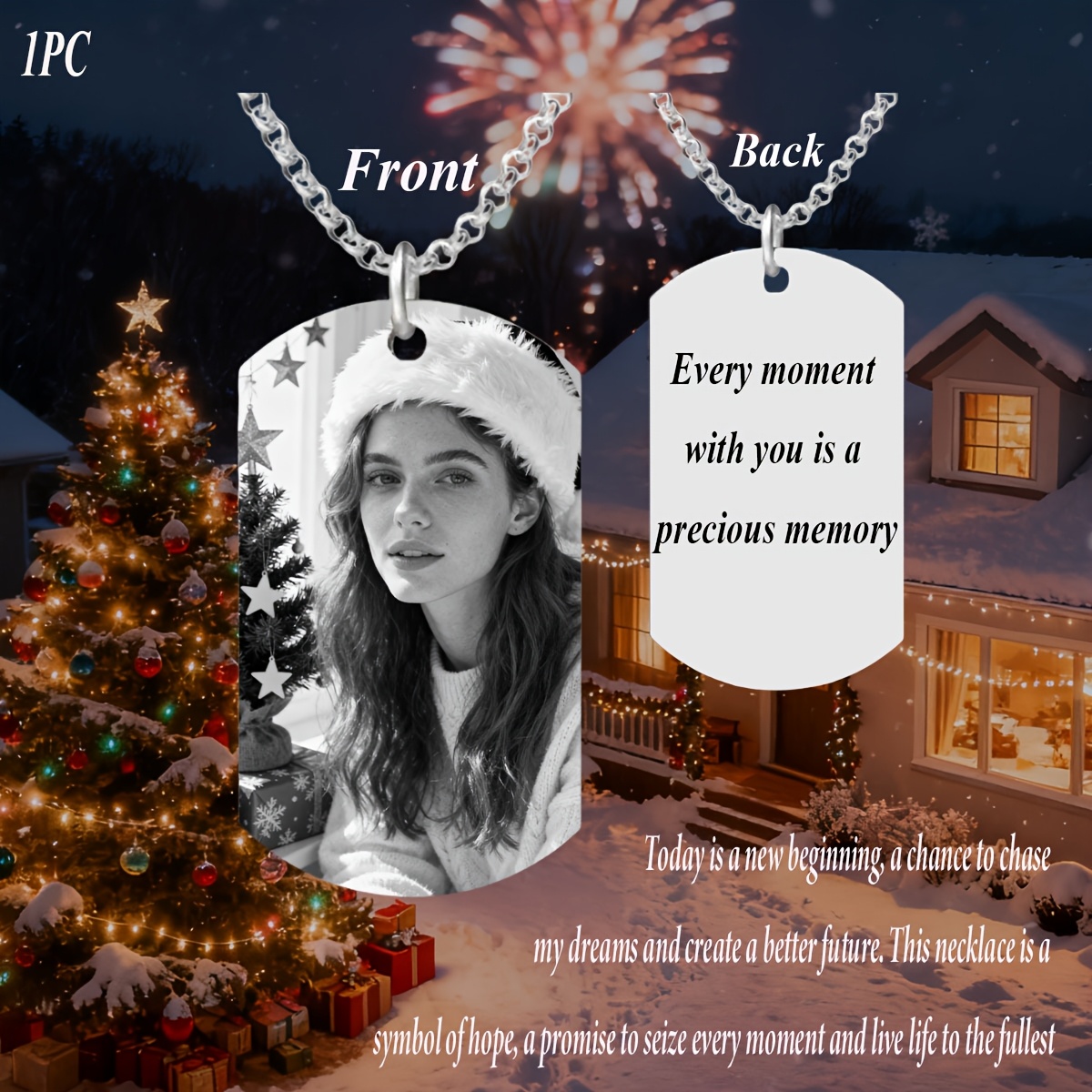 Custom Photo Necklace — Starlight Dog Tag Pendant