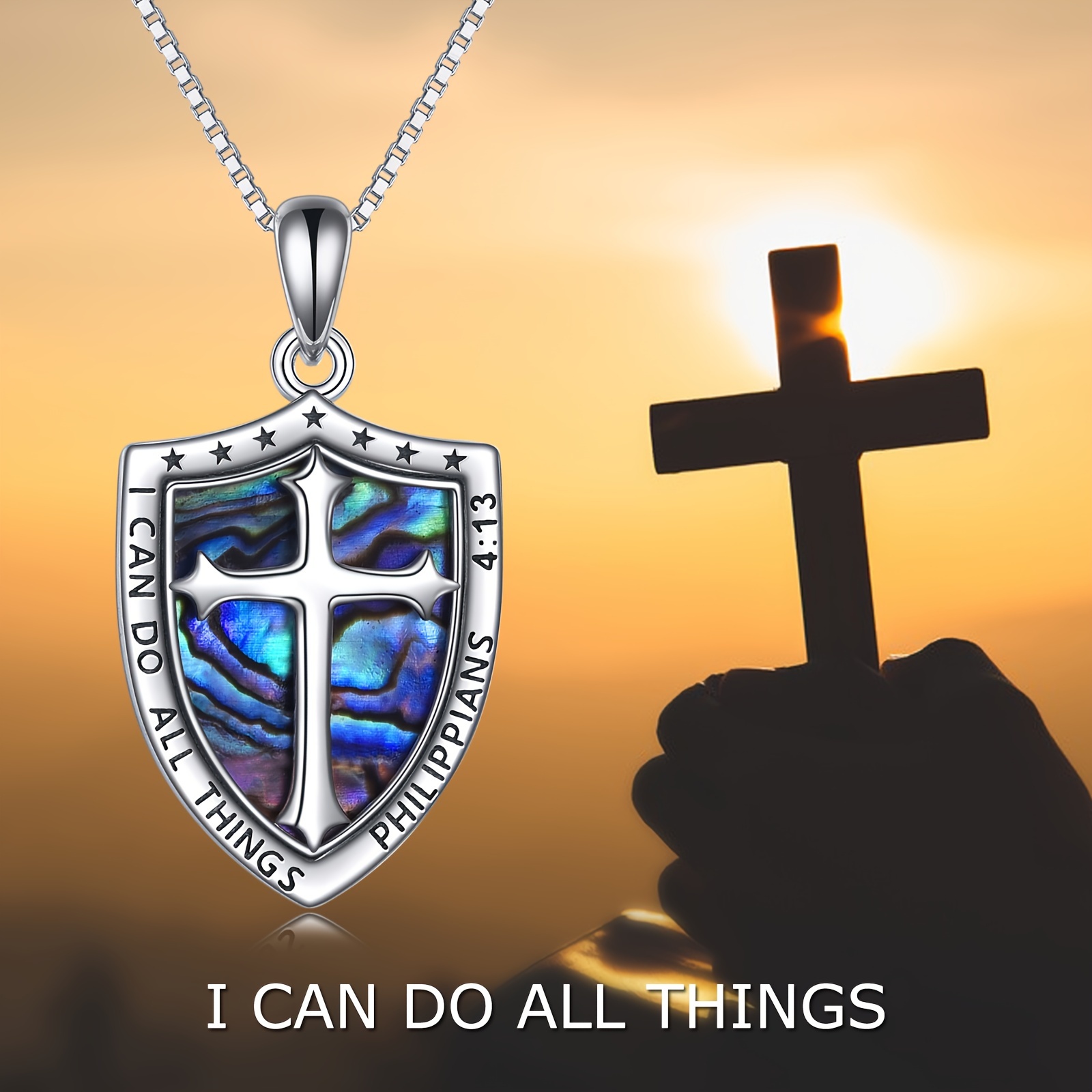 YFN Sterling Silver Cross Necklace in Box