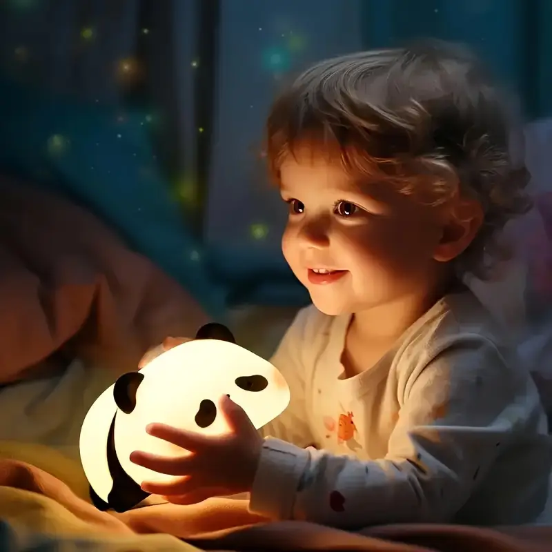 cute panda led night light adjustable brightness bedside lamp childrens use and parent child sleeping companion with usb rechargeability Product details 4