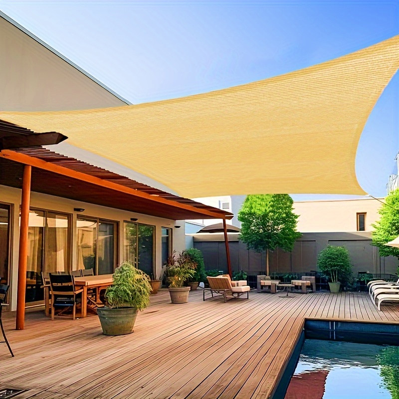 

Uv Protection Shade - 90% Blockage, Pe Heat-resistant Fabric, Reinforced Edging With Grommets For Pergola, Patio, Garage & Backyard Use - Beige