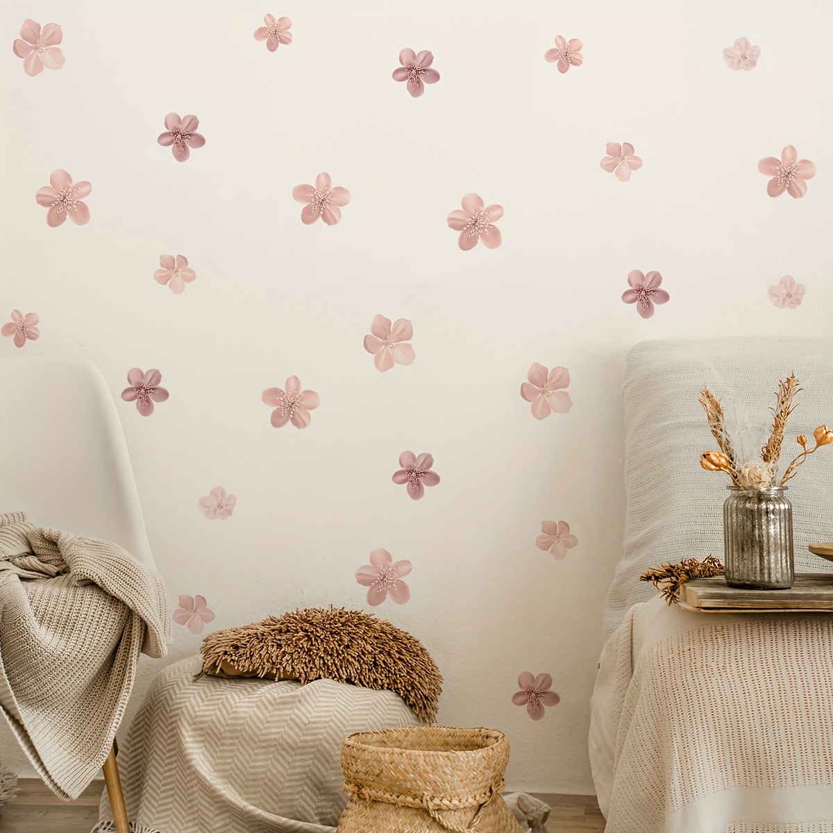 1pc Creative Floral Petal Wall Stickers - Self-adhesive Removable Pvc Decals, Semi- Irregular For Tiles, Contemporary Fantasy Theme Home Decor, Tile Decoration | Decor