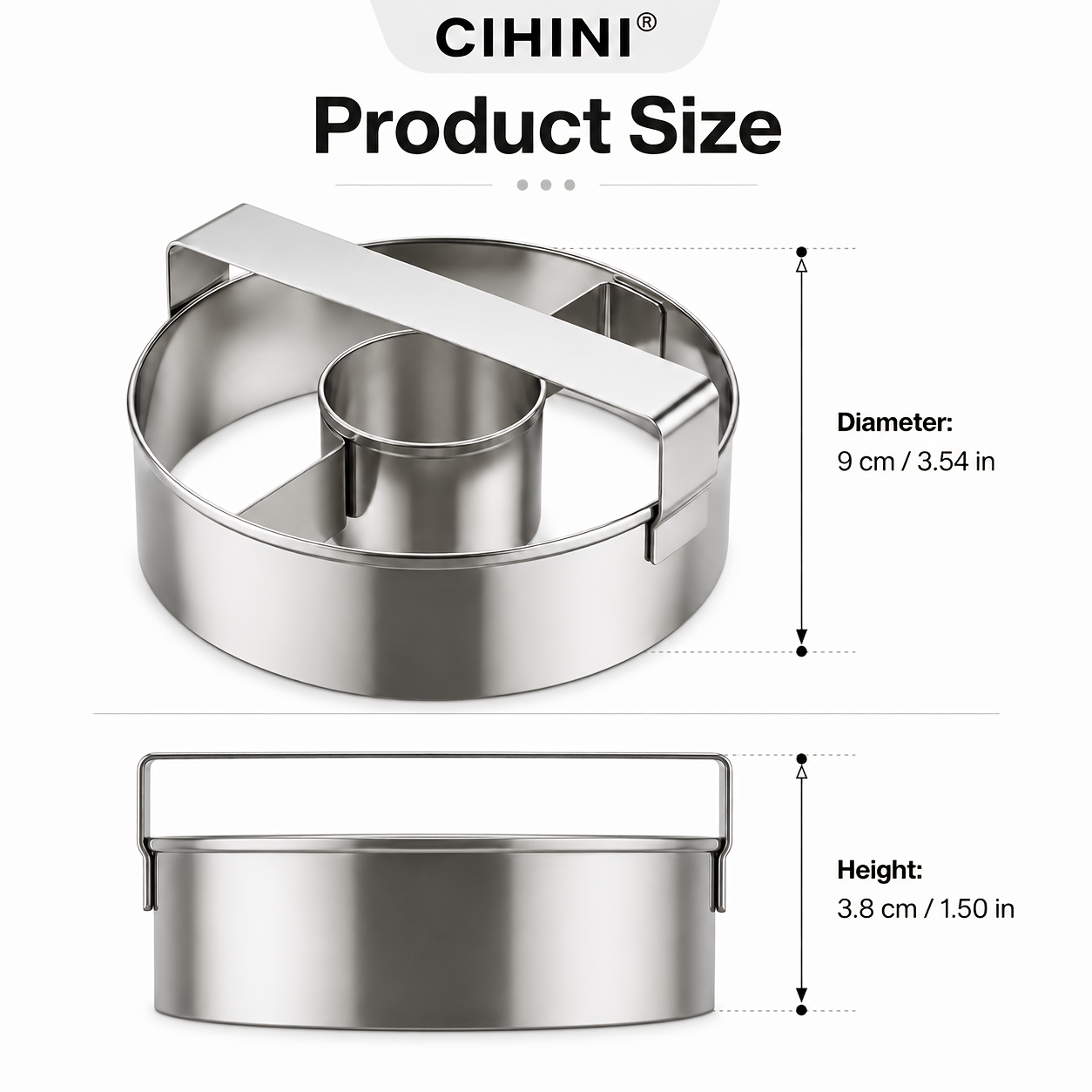TEMU Cihini-1pc Donut Mold, Material: Food-grade 430 Stainless Steel, Features: , Convenient To Store, Easy To Clean, Suitable For Indoor Baking,