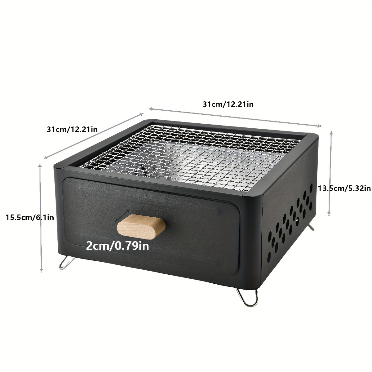 1pc Square Barbecue Grill, K-704 Grill Charcoal Stove, Portable Smokeless Stove For Outdoor Camping Travel