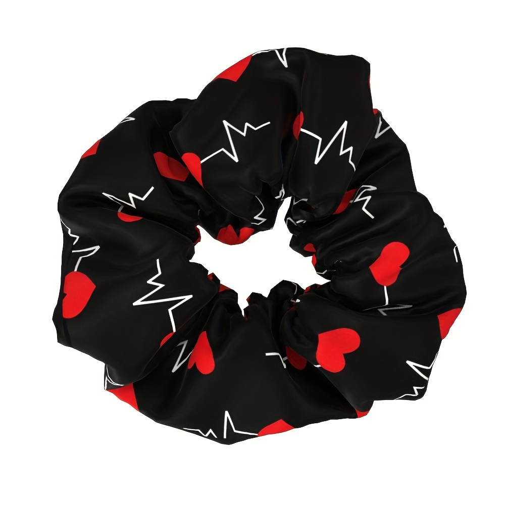 Image of 1pc Nurse Ecg Pattern Large Hair Circle High Ponytail Ball Head High Elastic Durable Hair Rope Tie Female Fashion Headwear Hair Additions