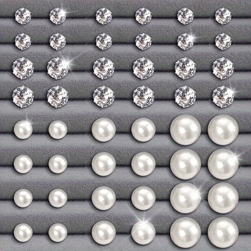 

48 Pieces Of Simple And Elegant Imitation Pearl Zirconia Earrings For Women's Jewelry Daily Matching For Parties Travel And Vacation Accessories