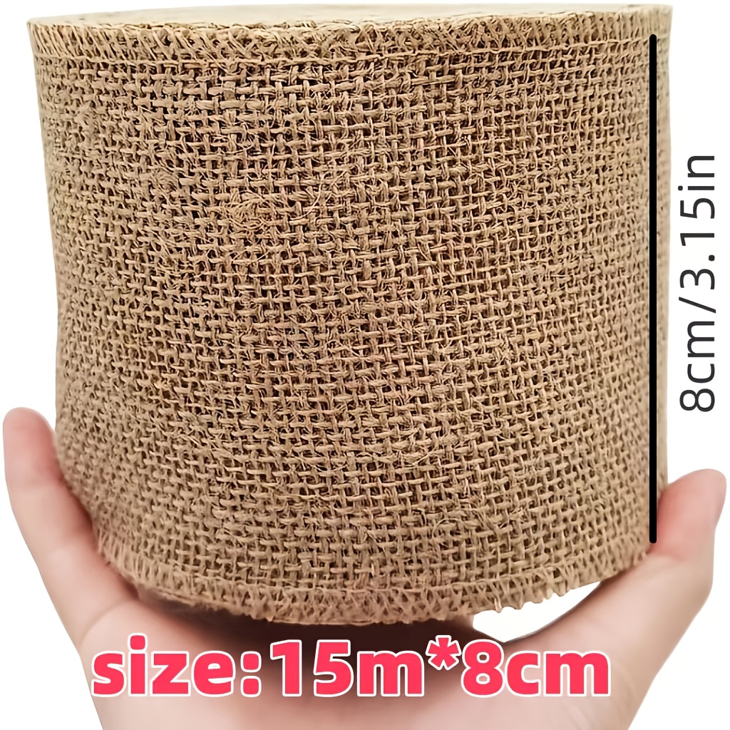 30m x 15  Jute Fabric Roll - 8cm Wide Rustic Burlap Ribbon for Gift Wrapping, Wedding & Christmas Decor, DIY Crafts, Tablecloths, Chair Covers - Home Decor & Party Supplies