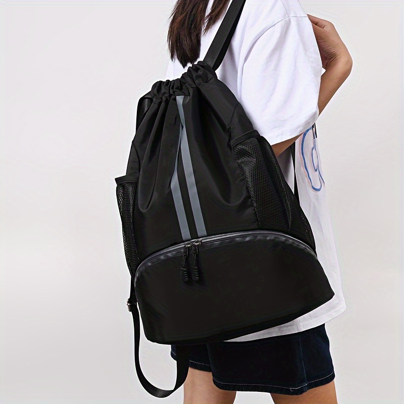 Mesh Drawstring Backpack Outdoor Beach Backpack Portable - Temu