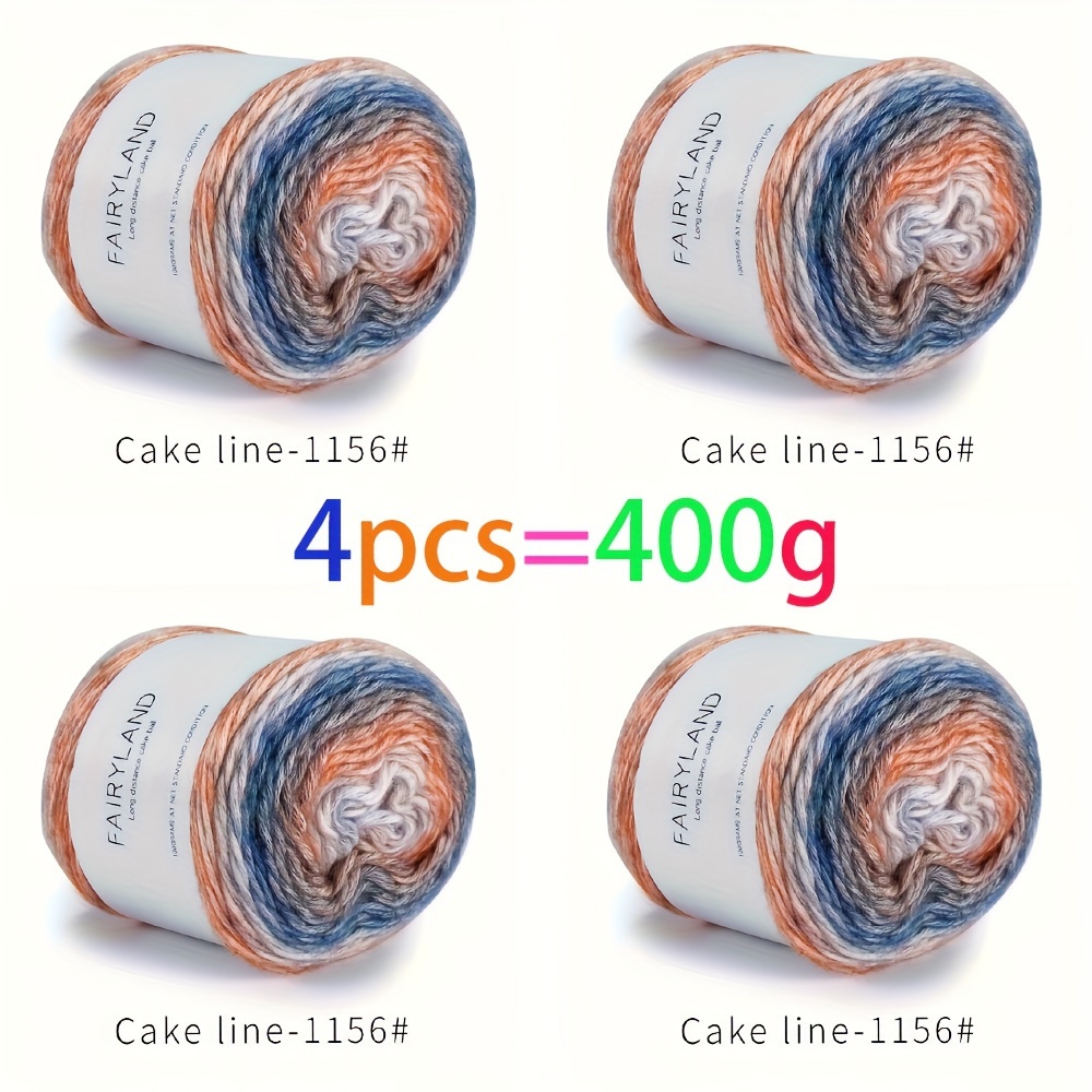 TEMU Lot de 4 fils de coton colorés, 60,00 % coton, 30,00 % acrylique, 10,00 % laine, pour pull et écharpe à tricoter au bâton, à l'aiguille et au