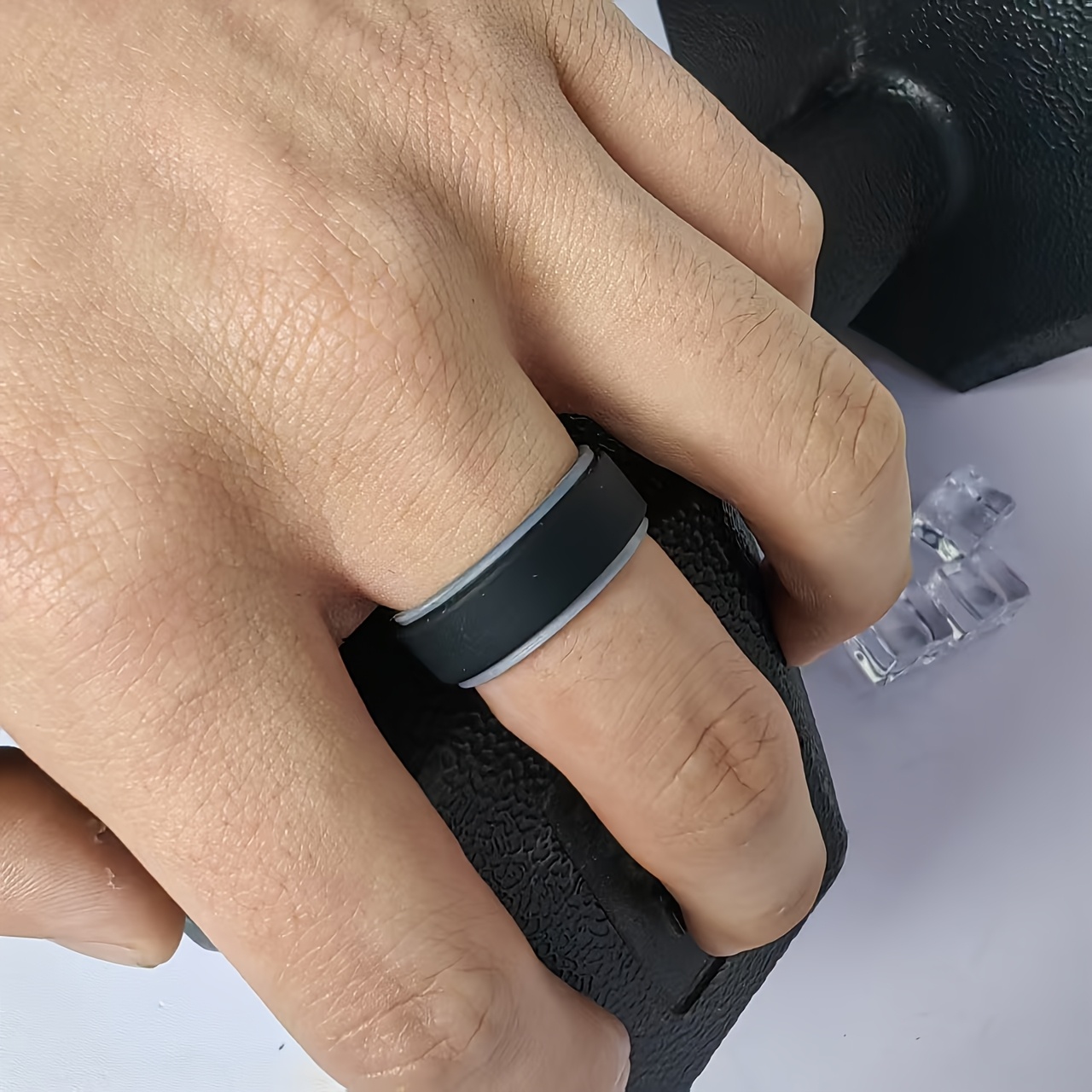 8mm Wide Flat Men's Silicone Ring for Sports