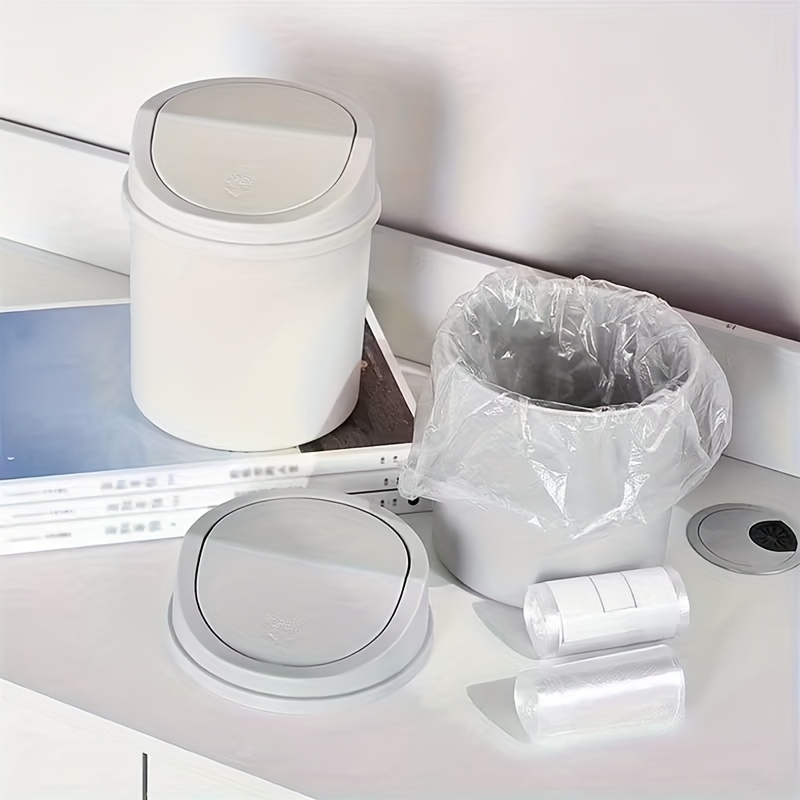 1pc Mini Cubo de Basura de Escritorio con Tapa - Contenedor de Residuos Cilíndrico de Polipropileno para Escritorios, Oficinas, Cafeterías - Cesto de Basura Pequeño de Plástico No Eléctrico