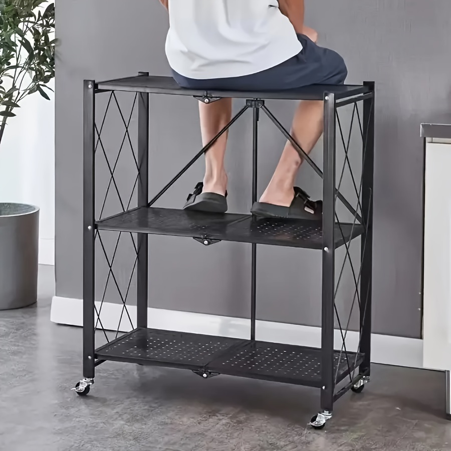3 4 5 tier   storage rack   with wheeled multi layer storage shelves portable floor standing versatile miscellaneous storage rack foldable magazine rack storage accessories details 1