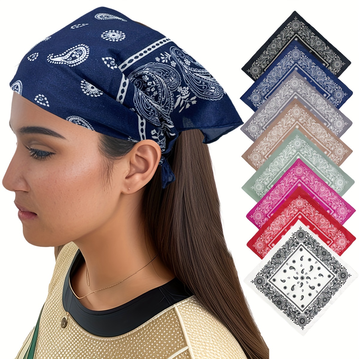 

2pcs 19.5in Bohemian Vintage Bandanas, Simple Paisley Scarves, Thin Breathable Headbands