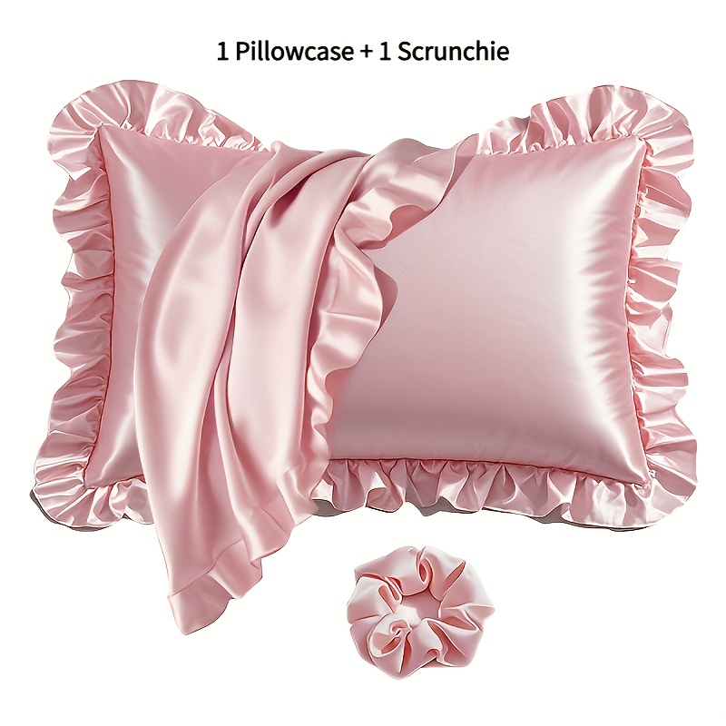 TEMU Set pezzi con 1 in raso con volant ( non ) + 1 scrunchie coordinata - Elegante decorazione per la casa con design minimalista, perfetta come