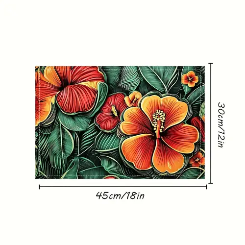 set of 4 abstract seamless pattern watermelon hibiscus dining table mat insulation mat suitable for home kitchen and dining table decoration 12x18inch