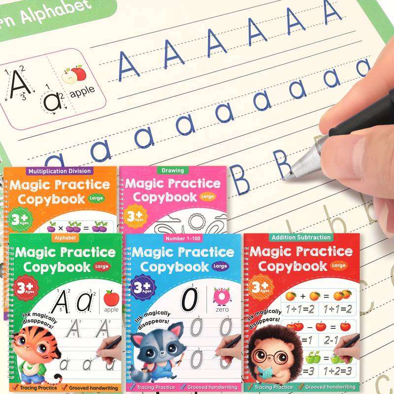 EliteKids Large Magic Practice Copybooks Set - Reusable Writing Workbooks For Ages 3-7