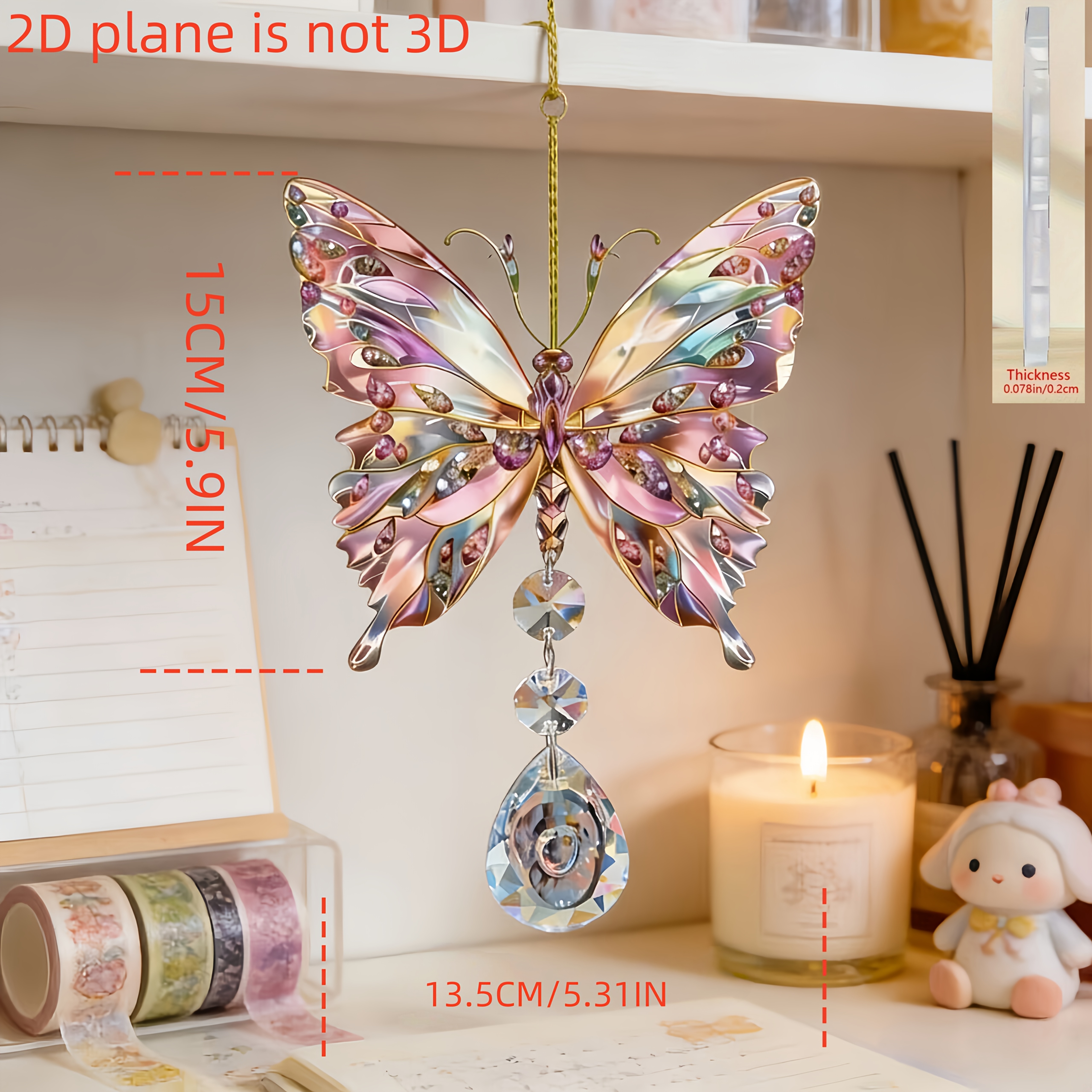 TEMU Colgante de Cristal de con Gemas Iridiscentes, Decoración para Ventanas de Patio y Atrapasol