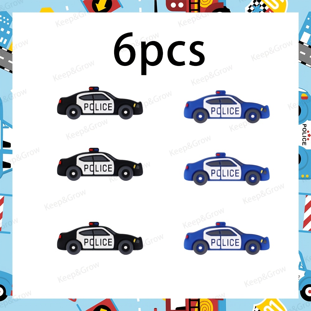 TEMU 6pcs Police Car 3d Silicone Beads Theme Beads Perfect For Making Pens Jewelry Decoration Crafts Kits Gift Additions Beads And Bead Assortments
