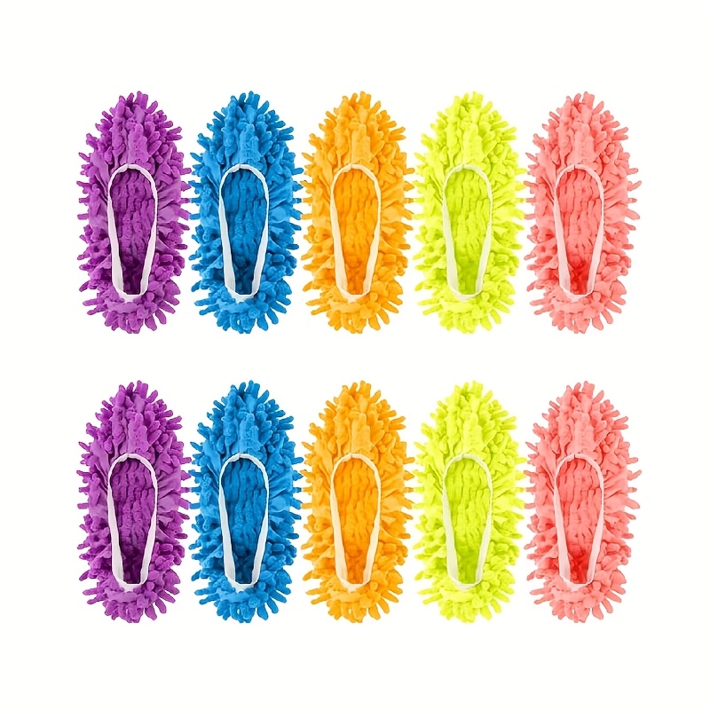 TEMU Mop Slippers Shoes 5 Pairs (10pcs) - Microfiber Cleaning House Mop Slippers Floor Cleaning Tools Shoe Cover Soft Washable Reusable Microfiber