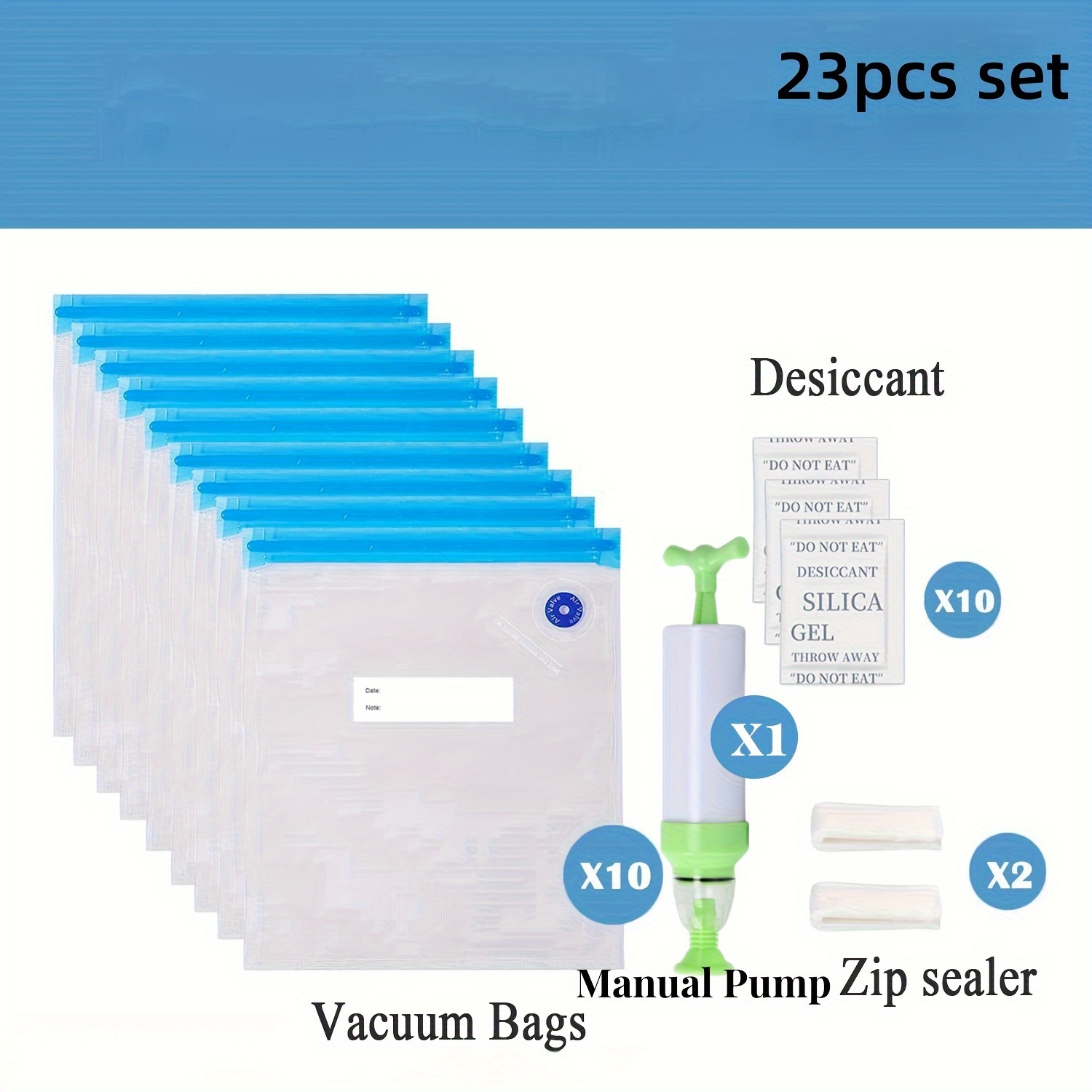 Image of 23/43pcs Filament Storage Bags Vacuum Kit, 10/20pcs 3d Printer Filament Sealed Bags Desiccants/seal Clip/hand Pump, 11.8 * 13.4 In Fit Most 0.25/0.5/1kg 3d Printer Filament Spools