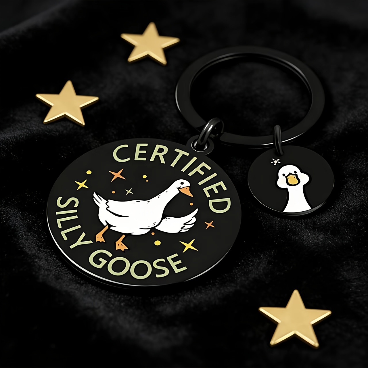 Single Silly Goose Stainless Steel Keychain