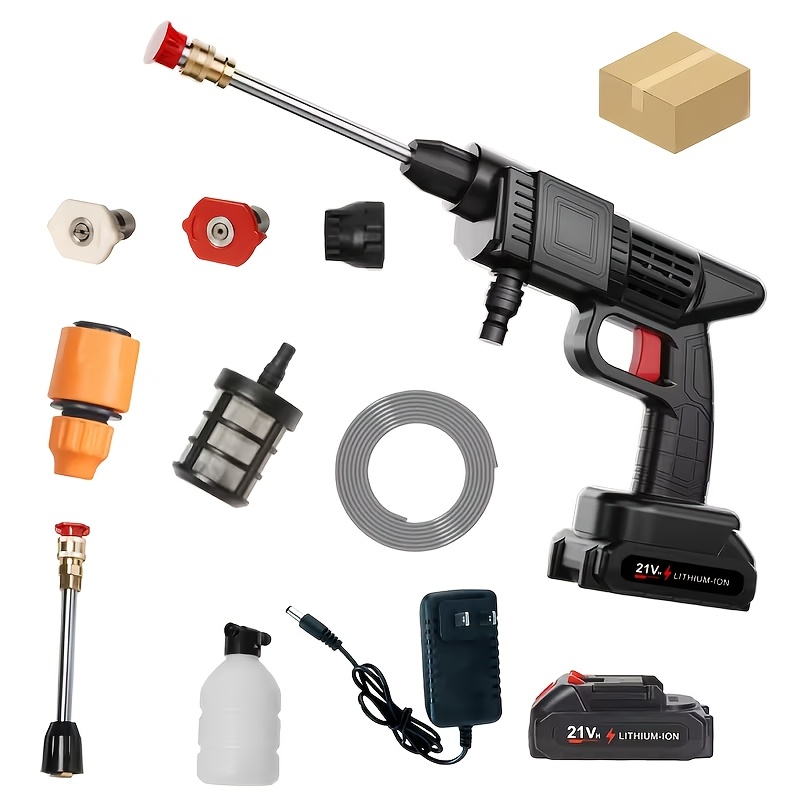 TEMU Wireless High-pressure Cleaner With Rechargeable Battery, In 1-battery -battery Options. Battery-powered, Suitable For Cars, Yards, Driveways,