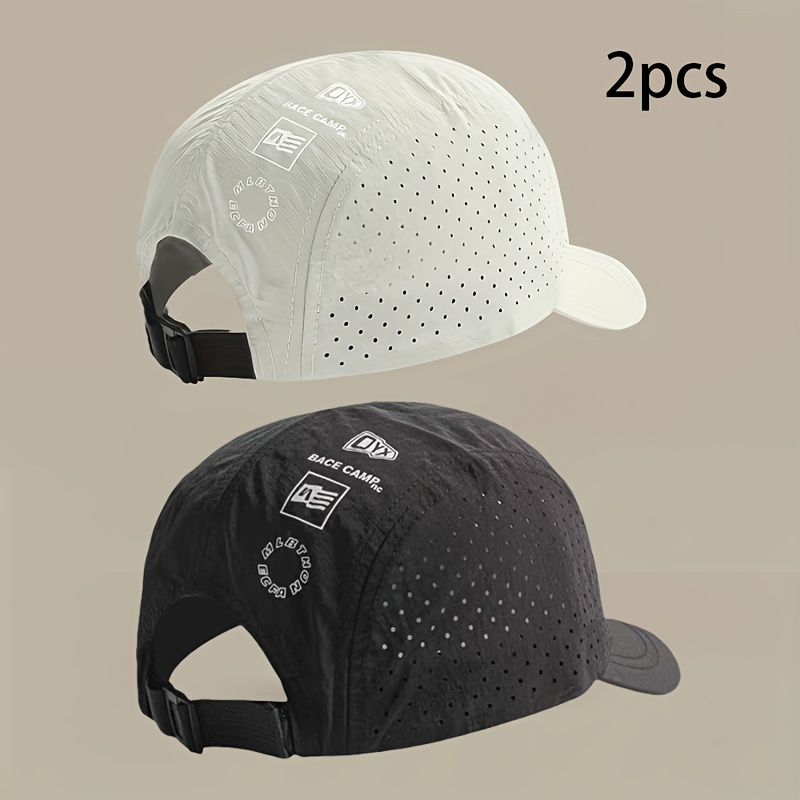 E-shop 2er Set Herren 2025 Retro Baseball Cap mit kurzer Krempe, verstellbare Unisex Sommer Outdoor Sport Atmungsaktive Schnelltrocknende Mütze, dünne