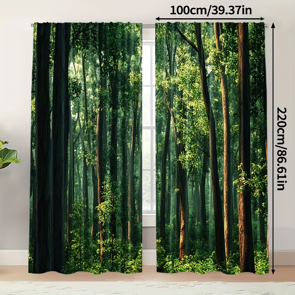 TEMU 2pcs Curtains - Extra Large Nature Landscape Print, Polyester Fabric, Ideal For Bedrooms, Offices, Kitchens, Living Rooms - Rod Not Included,