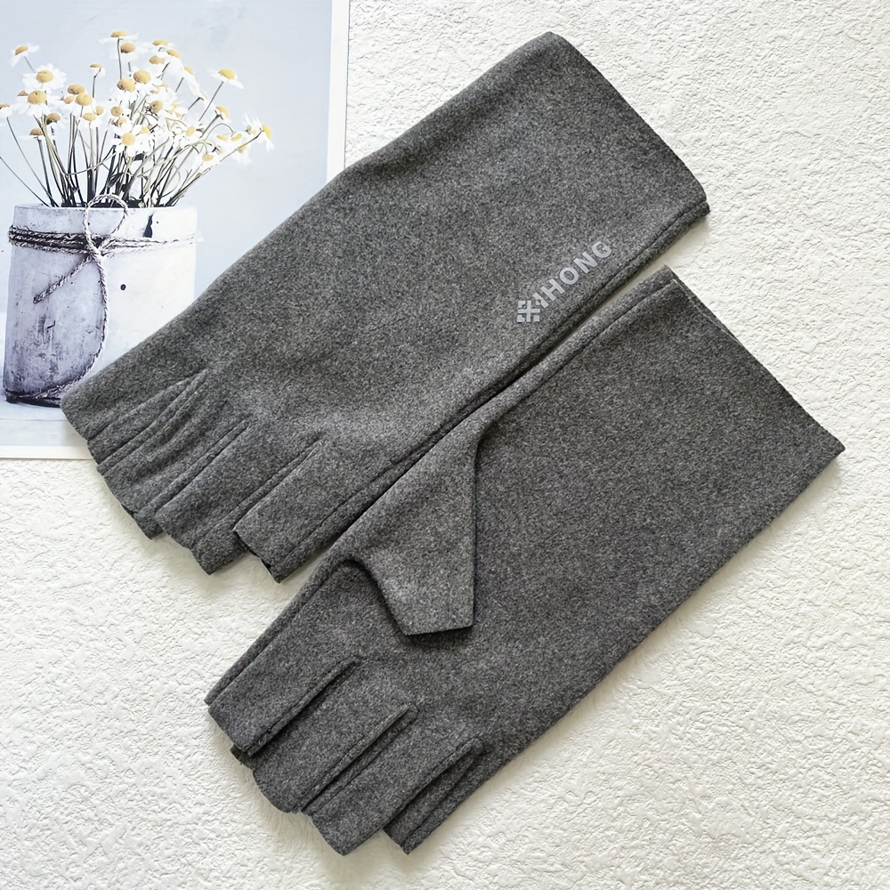 TEMU 1 Pair Autumn Winter Warm Thin Elastic Half Finger Glove For Women, Fits All, Available For Kinds Sports And Indoor Daily Use