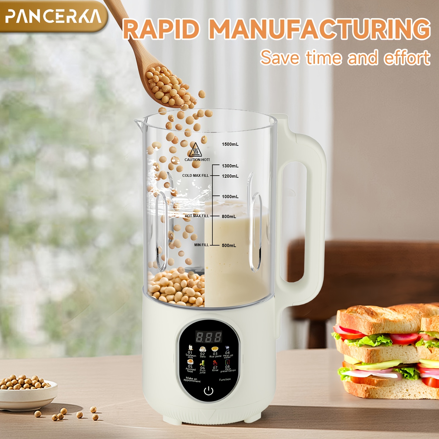   1500ml   800w high speed blender with multi function   operation suitable for almond soy   220 240v european standard plug easy   without battery   rpm motor