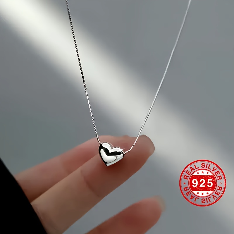 

2 925 Sterling Silvery Mini Heart Pendant Necklaces Minimalist Style Choker Jewelry