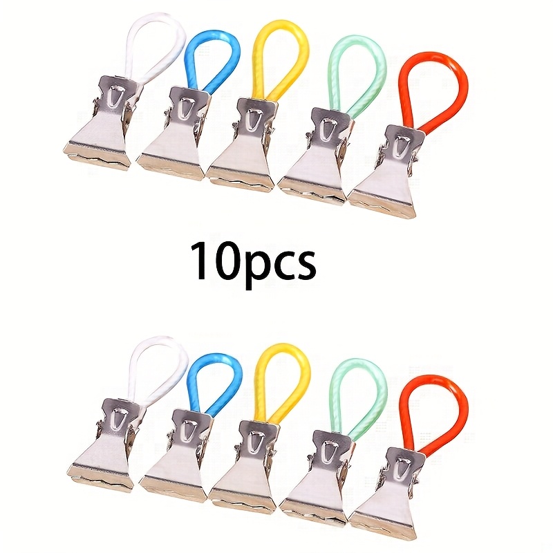 TEMU 10pcs Multicolor Plastic Towel Clips With Stainless Steel Hooks - Durable Non-slip Bathroom, Kitchen & Laundry Organizers For Towels, Socks,